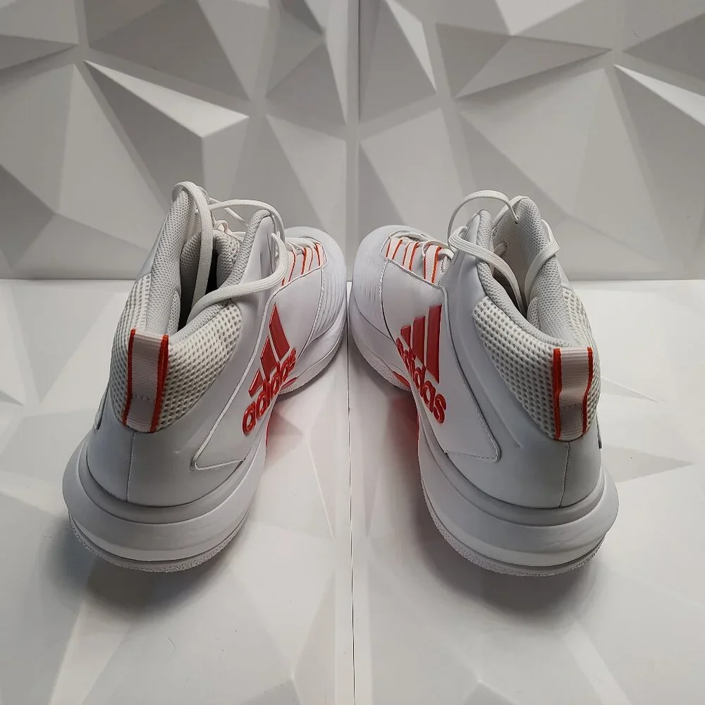 Adidas Mens Football Cleats 18 White Orange Shoe Lacrosse Nasty Mid Top - Picture 11 of 13
